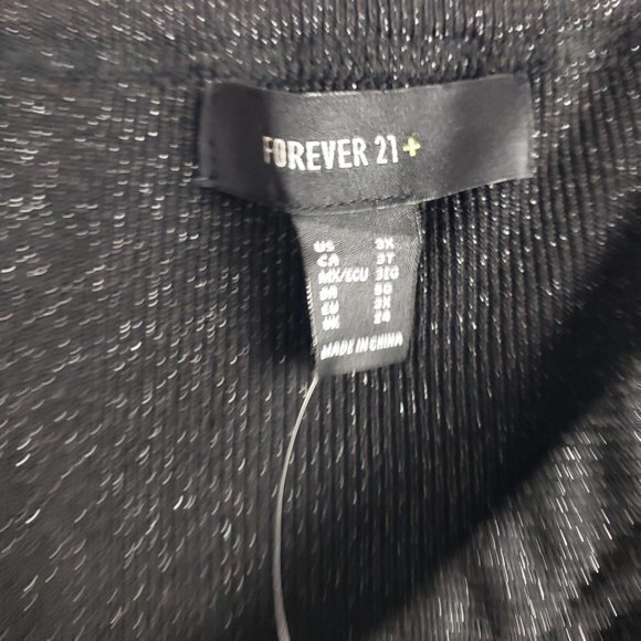 Forever 21 Womens Plus Size 3X Black Metallic Ruched Dress - Picture 4 of 8